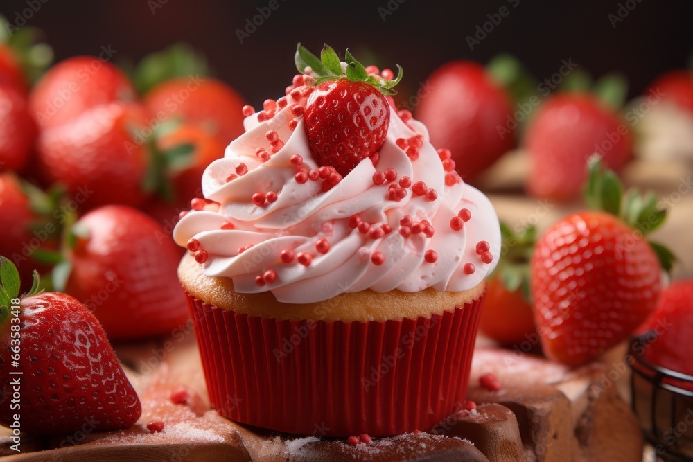 Poster appetizing cake. background with selective focus and copy space