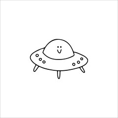 vector illustration of cute alien doodle