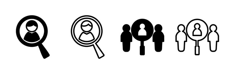 Hiring icon vector. search job vacancy icon. magnifying glass looking for people