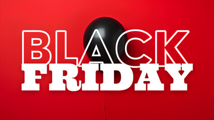 Black Friday. Black balloon with red background.