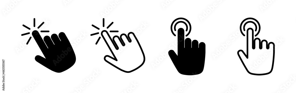 Poster hand click icon vector. clicking finger icon. pointer icon