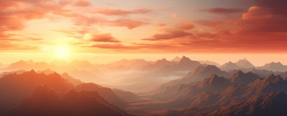 Fototapeta premium A breathtaking sunset over majestic mountain peaks