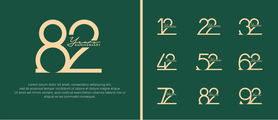 set of anniversary logo brown color on green background for celebration moment