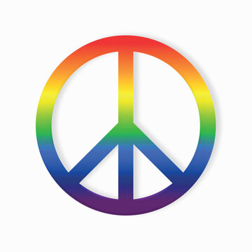 Icon International symbol of peace logo is in rainbow colors on a white background. Peace emblem of the anti military movement