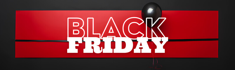 Black Friday. Black balloon with red background.