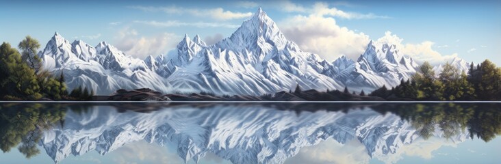 A breathtaking mountain landscape reflected in a serene lake