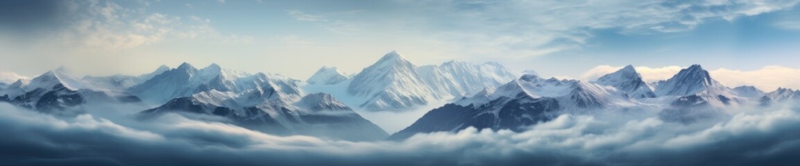 Fototapeta na wymiar A majestic mountain range obscured by clouds