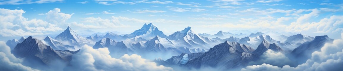 Fototapeta na wymiar A breathtaking mountain landscape hidden in the clouds
