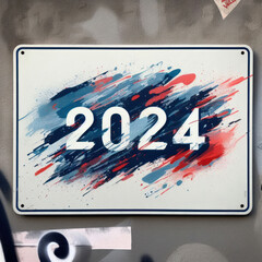 sign 2024 made of colorful splashes