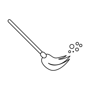 recommend clip art:  Broom outline icon. Sweeping broom simple line vector icon. flat illustration on white background..eps