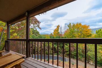 porch with fall mountain views