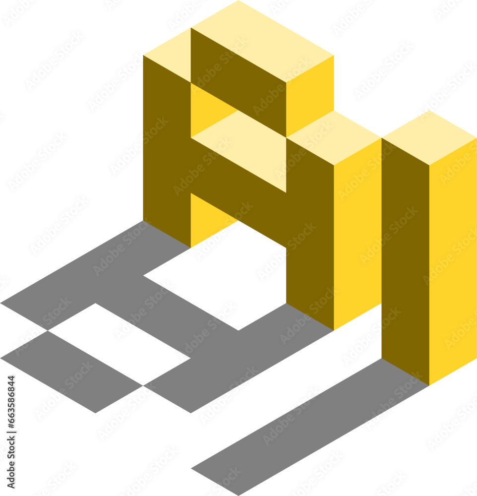 Poster artificial intelligence ai futuristic technology 3d style voxel art text design yellow icon with sha