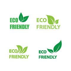 Eco friendly sign.Green leaf icons set. Leaf icon vector. Ecology icon set flat illustration on white background..eps