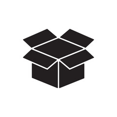 Open cardboard box icon, Cardboard box waste flat symbol illustration on white background..eps