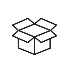 Open cardboard box line icon. Cardboard box waste outline vector icon. Symbol, logo flat illustration on white background..eps - obrazy, fototapety, plakaty