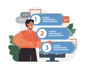 Progress. Work optimization and efficiency. Character moving