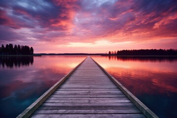Fototapeta na wymiar A dock in the middle of a serene body of water