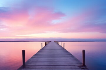 A serene dock stretching into the calm waters
