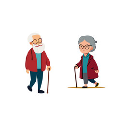 杖をついて歩く高齢者のAIイラスト