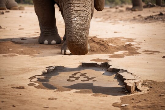 A photo of an elephant drinking from a muddy water hole made with Generative AI