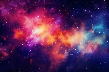 Fototapeta na wymiar Colorful cosmic stars with vibrant orange, pink, and purple light trails. Generative AI