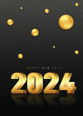 2024 new year concept decorative with luxury gold and black background
