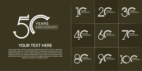 set of anniversary logotype white color for special celebration event