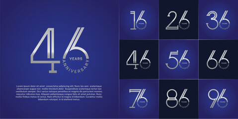 set of anniversary logotype silver color for special celebration event