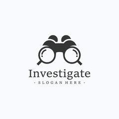 Investigate logo design vector. Research agency symbol template.