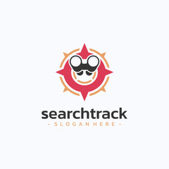 Search track logo design vector. Adventure path guide symbol template.