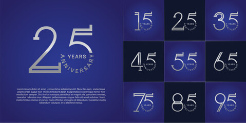 set of anniversary logotype silver color for special celebration event - obrazy, fototapety, plakaty