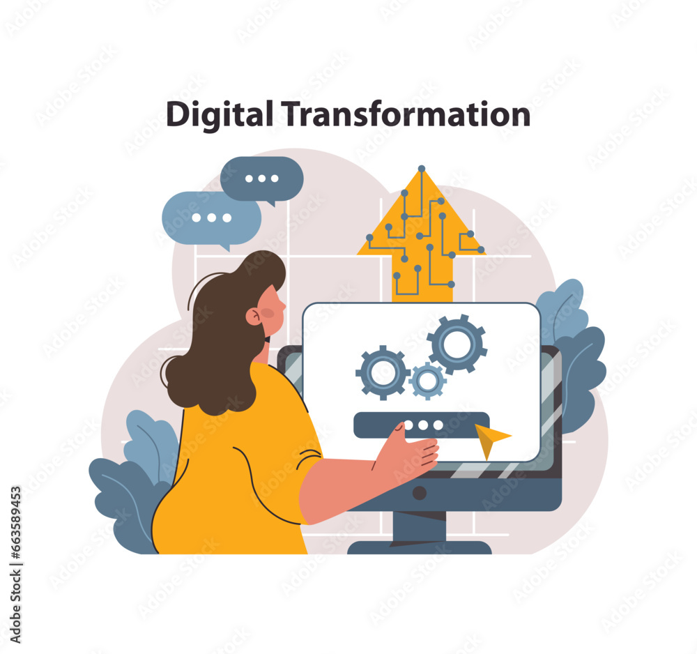 Poster technological innovations. digital progress, digitalization and computerization.