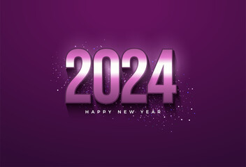 2024 new year celebration in purple color concept. design premium vector.