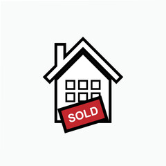 Sold Out Property. Object, Target. Chosen Building Symbol for Info Graphics, Design Elements, Websites, Presentation and Application - Vector. 