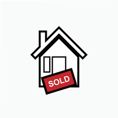 Sold Out Property. Object, Target. Chosen Building Symbol for Info Graphics, Design Elements, Websites, Presentation and Application - Vector. 