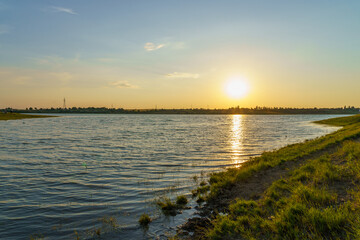 Beautiful sunset. Background with selective focus and copy space