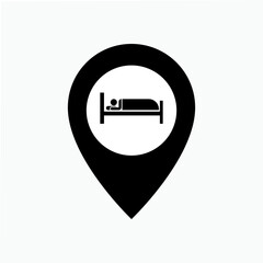 Hotel Icon. Sleep Symbol. Hostelry Sign. Accommodation Element Illustration. Logo Component - Vector.