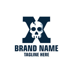 Letter X Skull Logo Design Template Inspiration, Vector Illustration.
