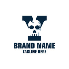 Letter Y Skull Logo Design Template Inspiration, Vector Illustration.