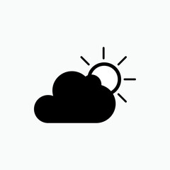 Cloudy Icon. Sun Behind Cloud. Forecast, Weather Symbol.
