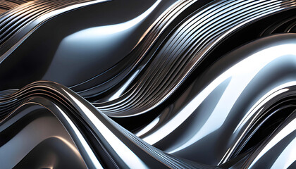 Abstract chrome metal wave, geometric regular shapes