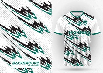 Sports jerseys are designed in white and black tones with abstract modern template patterns, sporty casual style cycling running basketball marathon soccer football.