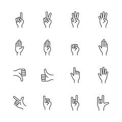 hand and finger icons , sign and hand signal icons. vector illustration