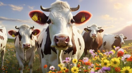 enchanting farmyard with a group of cows