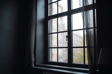 window made of black plastic in the room. Generative AI