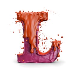 alphabet letter L with little splash water colour