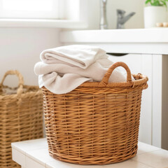 Fototapeta na wymiar laundry basket with towels