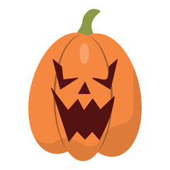Halloween pumpkin in flat style for poster, banner, greeting card. Vector illustration.
