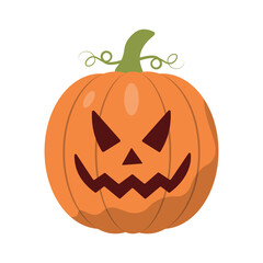 Halloween pumpkin in flat style for poster, banner, greeting card. Vector illustration.