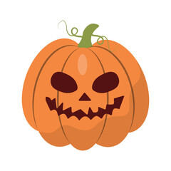 Halloween pumpkin in flat style for poster, banner, greeting card. Vector illustration.
